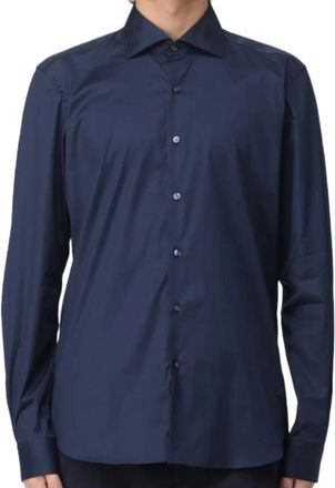 Fay French Collar Shirt - Heren - Zakelijke Overhemden - Blauw - L - Katoen - Overhemden