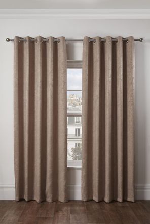 TJ Hughes Regency - Elegant Woven Thermal Blackout Eyelet Curtains in Taupe - TJ Hughes Black
