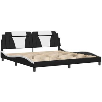 vidaXL Vidaxl - Estructura Cama Con Led Cuero Sint&eacute;tico Negro Blanco 200x200 Cm