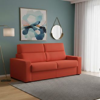 Dmora Sof&aacute; Cama 3 Plazas Zeudi, Sof&aacute; Convertible Para Sal&oacute;n, Acolchado, Desenfundable, Calidad 100% Made In Italy, 220x95 H100 Cm, Naranja - Dmora