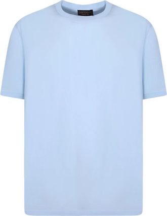 Dell'Oglio Burnt Crepe Fresco T-Shirt - Heren - T-shirts - Blauw - 2XL - Katoen - Tops