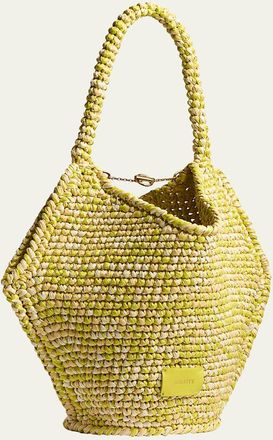 Khaite Lotus Mini Raffia Top-Handle Bag