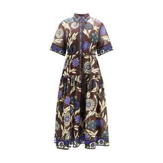 Alemais Brown Cotton Casual Womens Dress