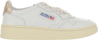 Autry Leather Sneakers with Round Toe and Metallic Heel Tab