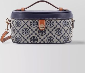 Tory Burch monogrammed fabric leather clutch bag