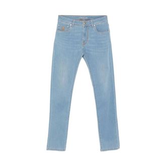 Corneliani Slim-fit Jeans, male, Blue, Size: W38 Lightweight Five-Pocket Denim