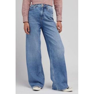 Lee high waist wide leg jeans medium blue denim