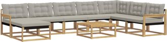 vidaXL Conjunto De Sof&aacute;s De Exterior 9 Uds. Blanco Y Gris Claro Vidaxl