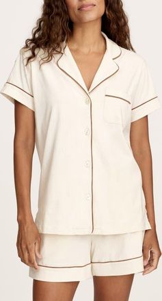 Petite Plume Featherweight Pima Cotton Short Pajamas in White at Nordstrom, Size X-Small
