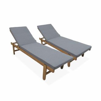 Sweeek Conjunto de 2 tumbonas de madera de acacia fcs