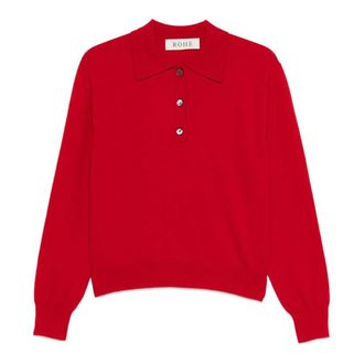 R&oacute;he Round-neck Knitwear, female, Red, Size: M Wool Cashmere Polo