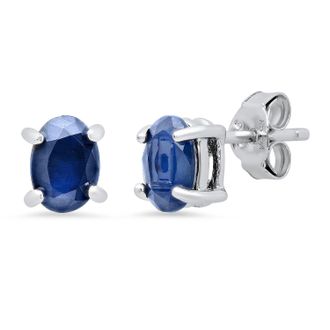 MAX + STONE Sterling Silver 5mm Gemstone Oval Stud Earrings with Push Backs