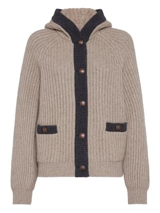 Brunello Cucinelli cashmere feather-yarn cardigan - women - Cashmere - S - Neutrals