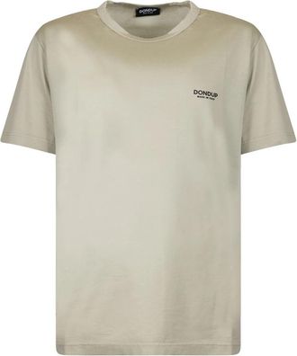 Dondup Logo Geborduurd Crew Neck T-shirt - Heren - T-shirts - Beige - 2XL - Katoen - Tops