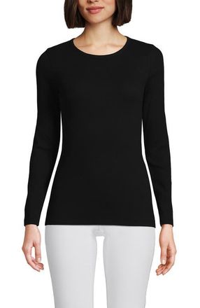 Lands End Cotton Rib T-shirt in Black at Nordstrom, Size X-Large P