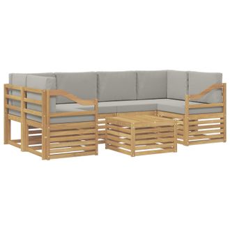 vidaXL Conjunto De Sof&aacute;s De Exterior 7 Pcs Blanco Y Gris Claro Vidaxl
