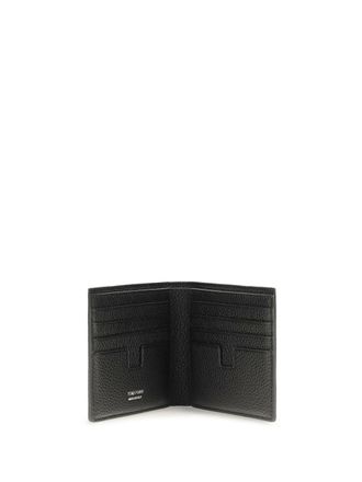 Tom Ford Mens Bifold Wallet T Line Grained Leather Black Calf Umbrellas