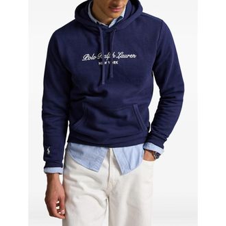 Ralph Lauren Logo-Embroidered Cotton Hoodie - Navy