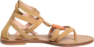 Alberta Ferretti Brown Flip Flops Zipper Ankle Strap Womens Shoes (Pre-Owned)