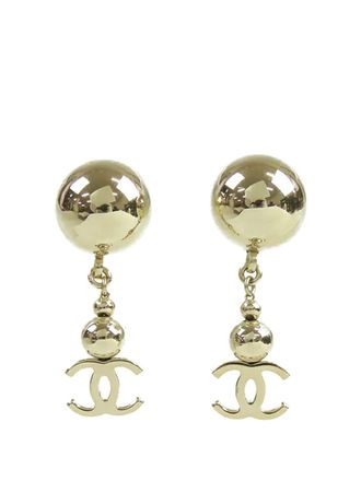Chanel 2021 CC Gold Plated Swing Push Back Earrings costume earrings - Goud