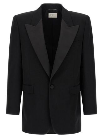 Saint Laurent Black Peaked Lapel Blazer