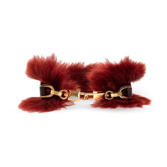 Dolce & Gabbana Bag Accessories, female, Red, Size: ONE SIZE Shearling and Palmellato Calfskin Bag Shoulder Strap