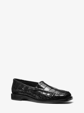 Michael Kors Carolyn Crocodile Embossed Leather Loafer