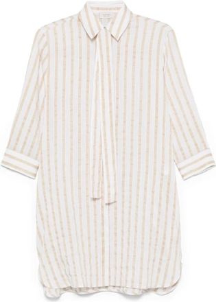 Mazzarelli Shirts, female, White, Size: XS Beige Buttoned-Cuff Shirt with Pockets