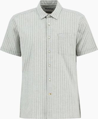 Barbour Mens Barbour Nelson Striped Short Sleeve Shirt - Grey - Size: Regular/36