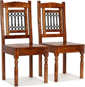 vidaXL Vidaxl - Sillas De Comedor 2 Uds Madera Maciza Color Miel Cl&aacute;sico