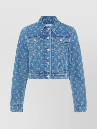 Marine Serre denim cropped printed jacket