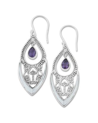 Samuel B. Silver Amethyst & Pearl Earrings
