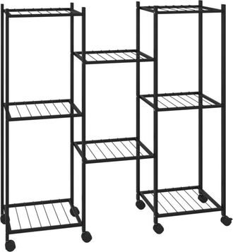 vidaXL Vidaxl - Soporte para flores con ruedas hierro negro 83x25x83,5 cm