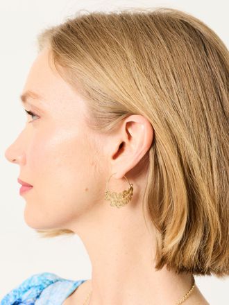 Fat Face FatFace Gold Tone V and A Leaf Hoops