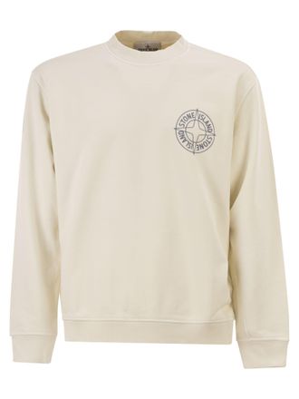 Stone Island Oversized Crew Neck Sweatshirt With Outline Compass Print