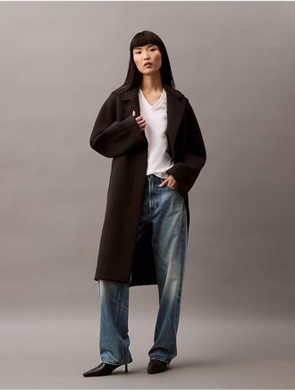 Calvin Klein Womens Scuba Coat - Black - XS