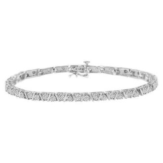 House of Brilliance Silver 1.0 cttw Miracle-Set Diamond Tennis Bracelet in White at Nordstrom
