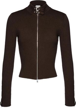 Magda Butrym Top a coste con zip - Marrone