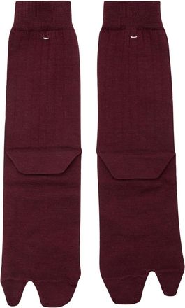 Maison Margiela Tabi Ribbed-knit Wool-blend Socks - Bordeaux - S (UK8-10 / S)