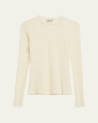 Isabel Marant Brany Stretch Lace Long-Sleeve Top