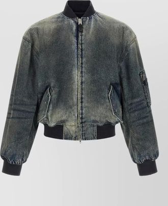 Balenciaga bomber jacket ribbed cuffs hem pockets