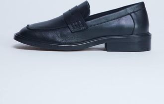 Topshop Cole - Mocassini neri in vera pelle premium con punta squadrata-Nero