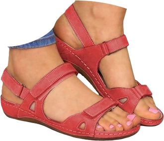 Generic Sandals for Women 2026 Comfortable Casual Wedge Sandals Open Toe Adjustable Ankle Strap Sandals Summer Wide Fit Low Heel Walking Sandals with Arch Sup