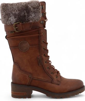 Mustang Womens Off White Mid-Calf Faux Fur Winter Combat Boots