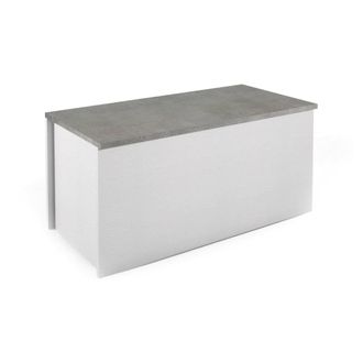 Dmora Ba&uacute;l Miltonia, Caja De Almacenamiento Multiusos Espaciosa, Cofre Moderno, 100% Made In Italy, Cm 90x45h45, Blanco Y Cemento, Con Embalaje Reforzado - 