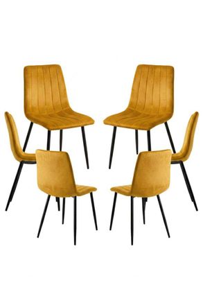 Regalos Miguel Packs Sillas Comedor - Pack 6 Sillas Liny Terciopelo - Mostaza