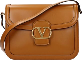 Valentino Garavani Herrens Umh&auml;ngetaschen Braunes Leder/Goldbraun