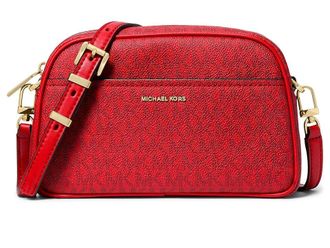 Michael Kors Jet Set Small Camera Xbody Cross Body Womens Handbags Crimsn, Leather