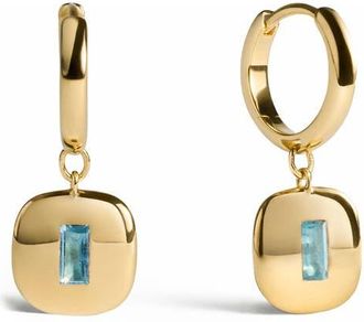 Monica Vinader Small Gemdrop Hoop Earrings in 18K Gold Vermeil /Blue Topaz at Nordstrom