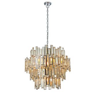 Loops Ceiling Pendant Light Chrome Plate & Champagne Crystal 15 x 40W E14